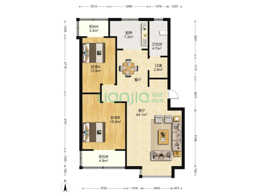 新城花园(潍城区) 2室1厅1卫 118平方