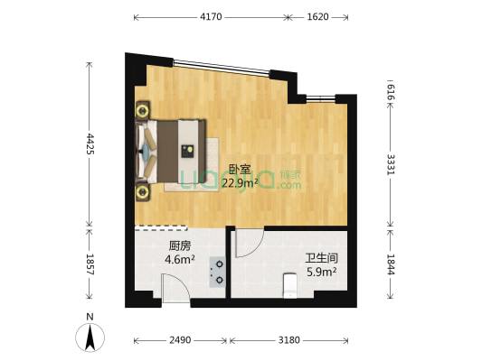 群力远大商务公寓 1室0厅1卫 50平方