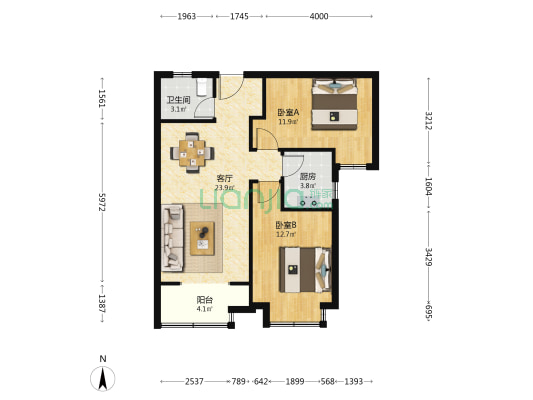丽水康城 2室1厅1卫 81平方