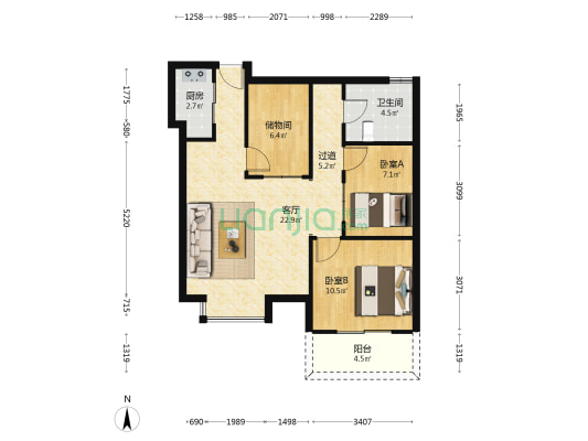 金枋世家二期 2室1厅1卫 131平方