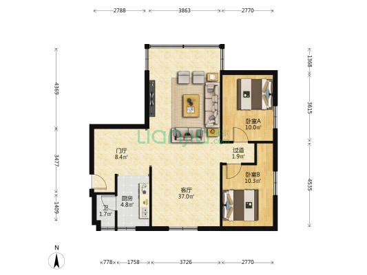 联和楼 2室1厅1卫 86平方