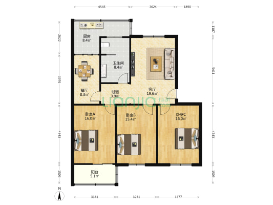 新安东路12号 3室2厅1卫 123平方