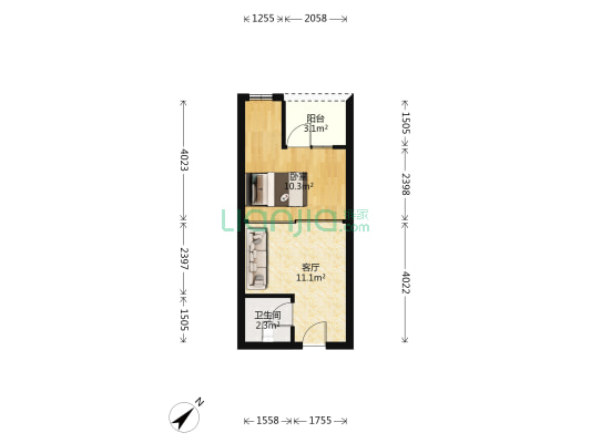 东润领寓 1室1厅1卫 42平方