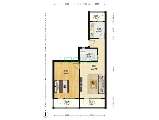 天华院家属院 1室1厅1卫 39平方