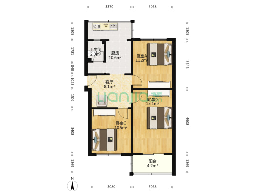清江东路118号 3室1厅1卫 70平方