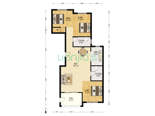 遇见清煦里 3室1厅2卫 131平方