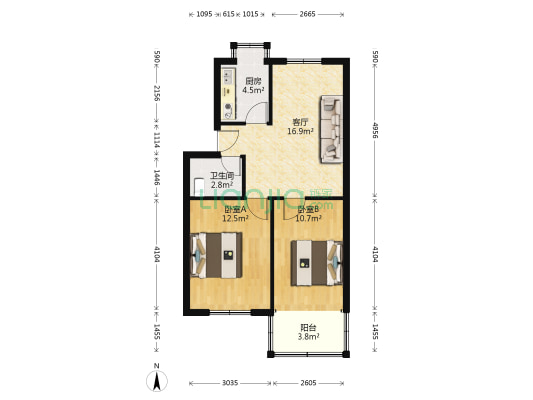 珞狮路187号 2室1厅1卫 64平方