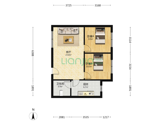 南庭花园 2室1厅1卫 69平方