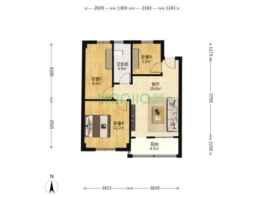 银昌楼 3室1厅1卫 60平方