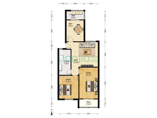 太白小区 2室2厅1卫 87平方
