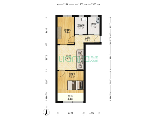 淞滨路860弄 2室1厅1卫 50平方