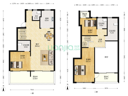 中交越秀知园(西园) 3室1厅4卫 153平方
