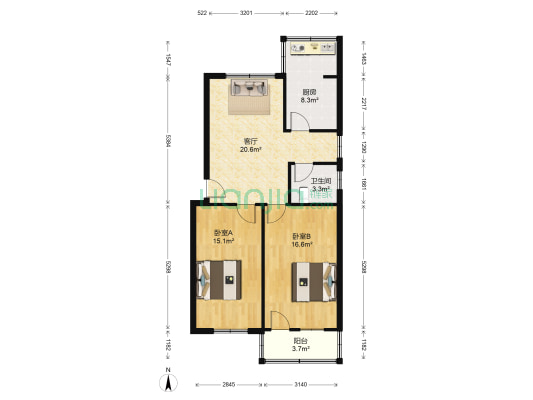 东吴路129号 2室1厅1卫 79平方