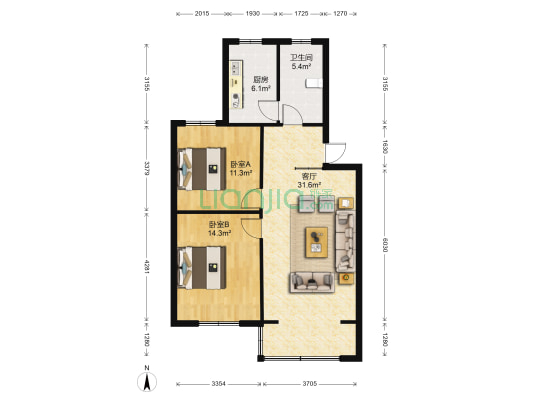 山隐新村 2室1厅1卫 82平方
