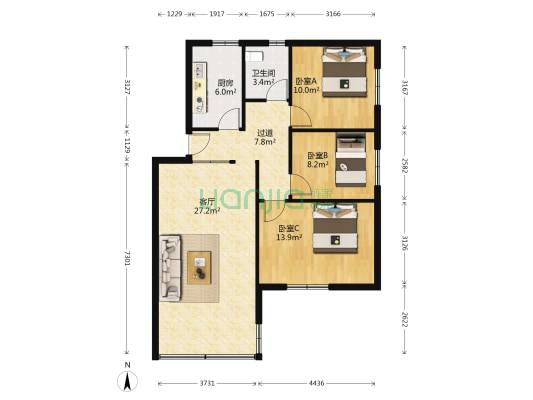 红工村263号 3室1厅1卫 94平方
