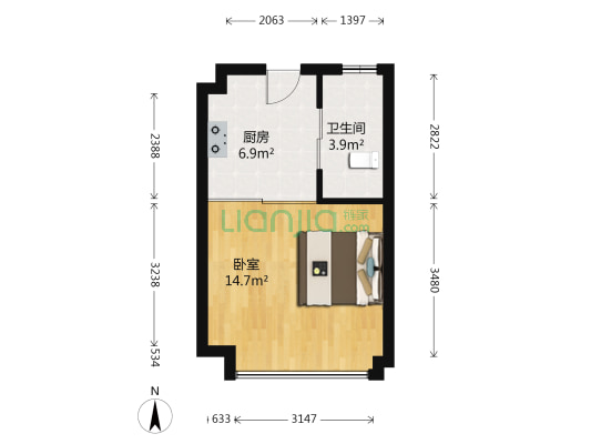 国城广场 1室0厅1卫 39平方