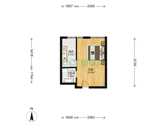 金城春华园 1室0厅1卫 45平方