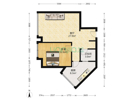 天安仕锦阁 1室1厅1卫 69平方