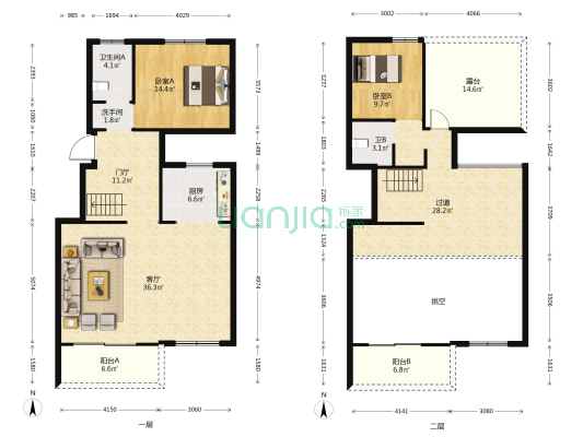 中海御湖世家东区 2室1厅3卫 156平方