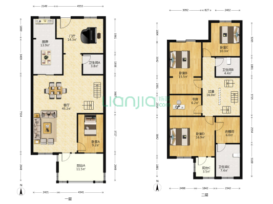 莱茵美墅 5室1厅3卫 189平方