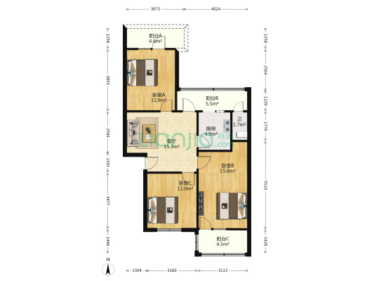 百卉路5号 3室1厅1卫 82平方