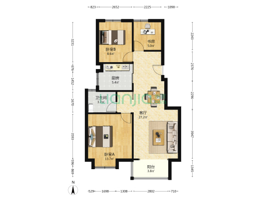 德信云宸府 3室1厅1卫 87平方