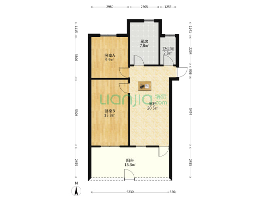湖心南路337号 2室1厅1卫 68平方