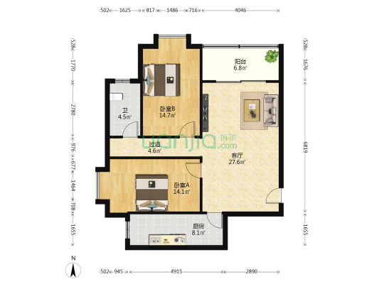 华成大厦 2室1厅1卫 100平方