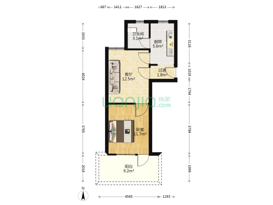 广电宿舍 1室1厅1卫 50平方