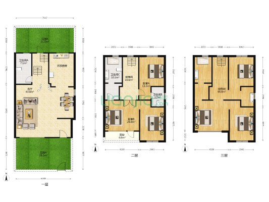 香槟小镇 2室1厅3卫 162平方