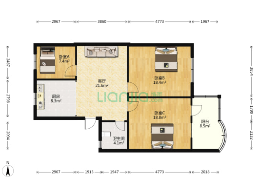 东关综合楼 3室1厅1卫 105平方
