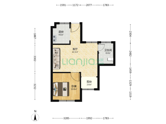 杜康花苑 1室1厅1卫 63平方
