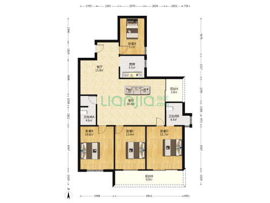 金田方鑫大厦 4室2厅2卫 156平方