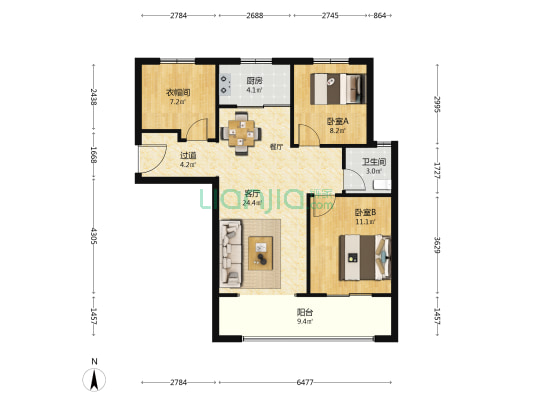明发水韵桃源 2室1厅1卫 98平方