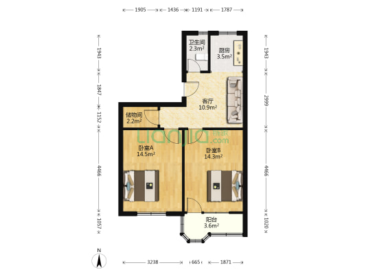 睦亲坊巷小区 2室1厅1卫 64平方