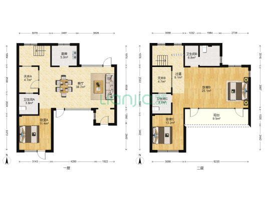 桃李一品 3室1厅3卫 147平方