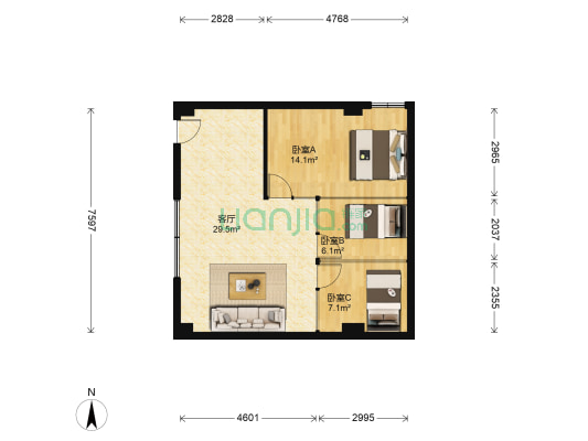 华迪大厦 3室1厅0卫 98平方