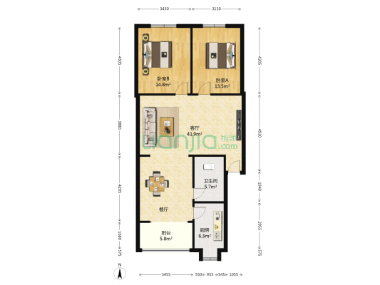 襄阳市襄城区环境卫生管理所 2室1厅1卫 99平方