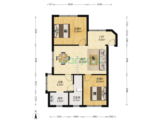 亭江街住宅小区 2室1厅1卫 77平方