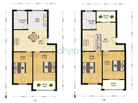 景秀天城 4室2厅2卫 88平方