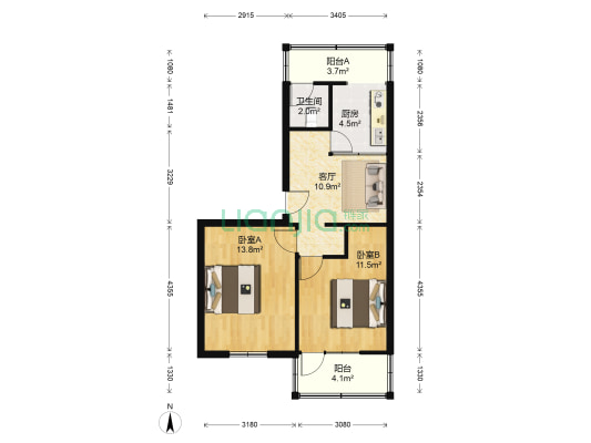 小北门22号院 2室1厅1卫 59平方