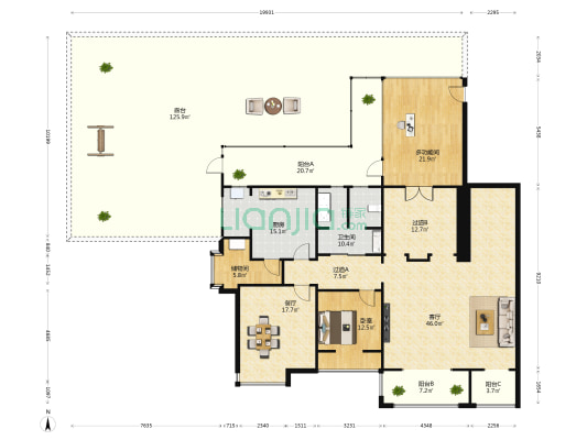 紫江花园 2室2厅1卫 165平方
