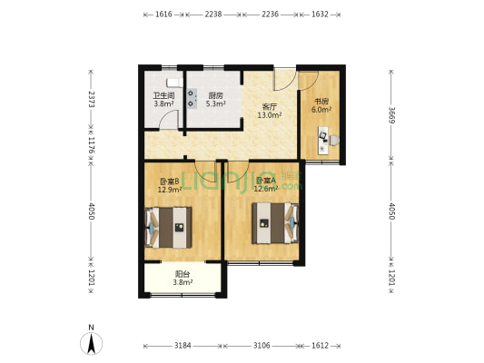 水岸家园 3室1厅1卫 86平方