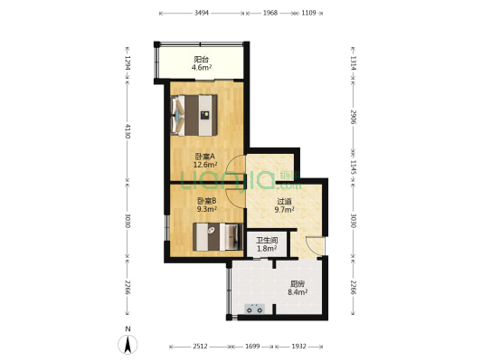 桂花园新村社区 2室0厅1卫 56平方