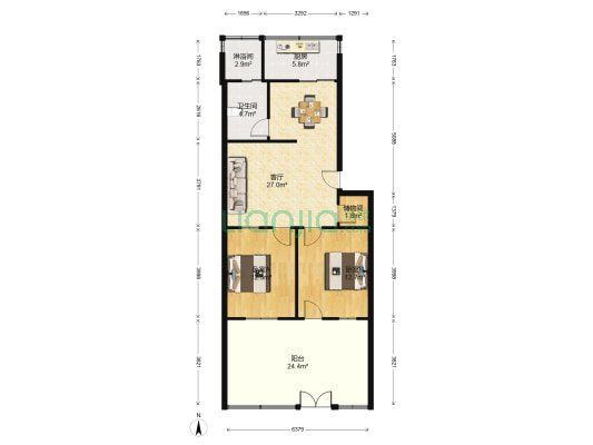 小山子新村 2室1厅2卫 88平方