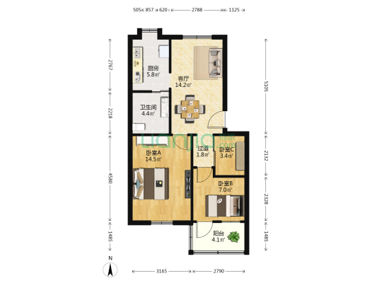 莲塘酒厂 3室1厅1卫 68平方