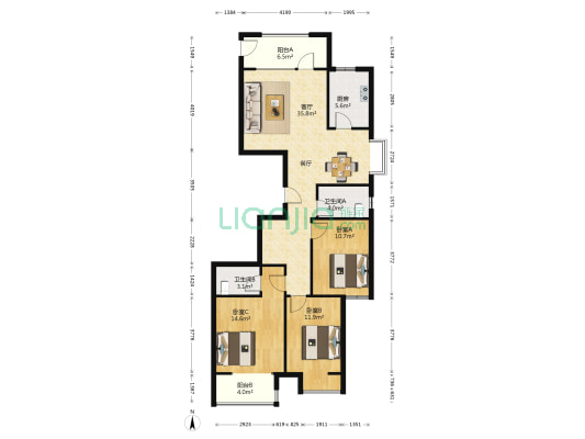 正商城裕园2号院 3室1厅2卫 139平方