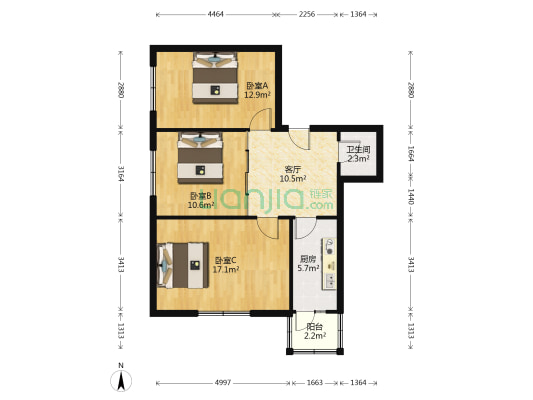 彬翠小区 3室1厅1卫 69平方