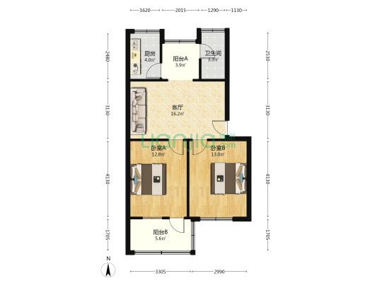 湖南司法警官职业学院宿舍 2室1厅1卫 67平方