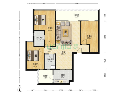 滨江领樾 3室1厅2卫 112平方